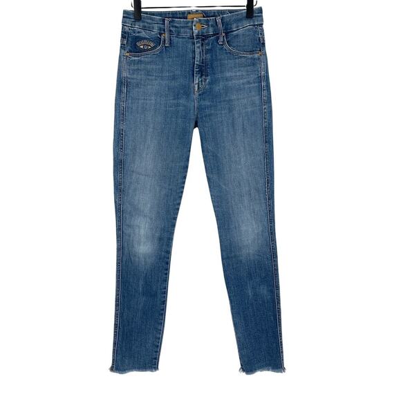 Mother High Waist Double Looker Ankle Fray Fruit Carts Evil Eye Size 25 - Picture 5 of 15